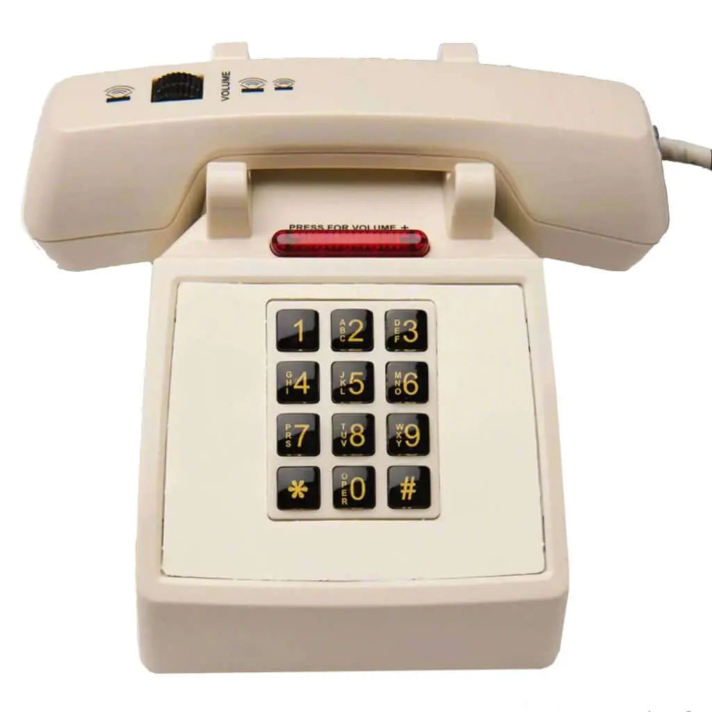 Med-Pat D2600C Retro Corded Desk Phone | Beige & Volume Boost