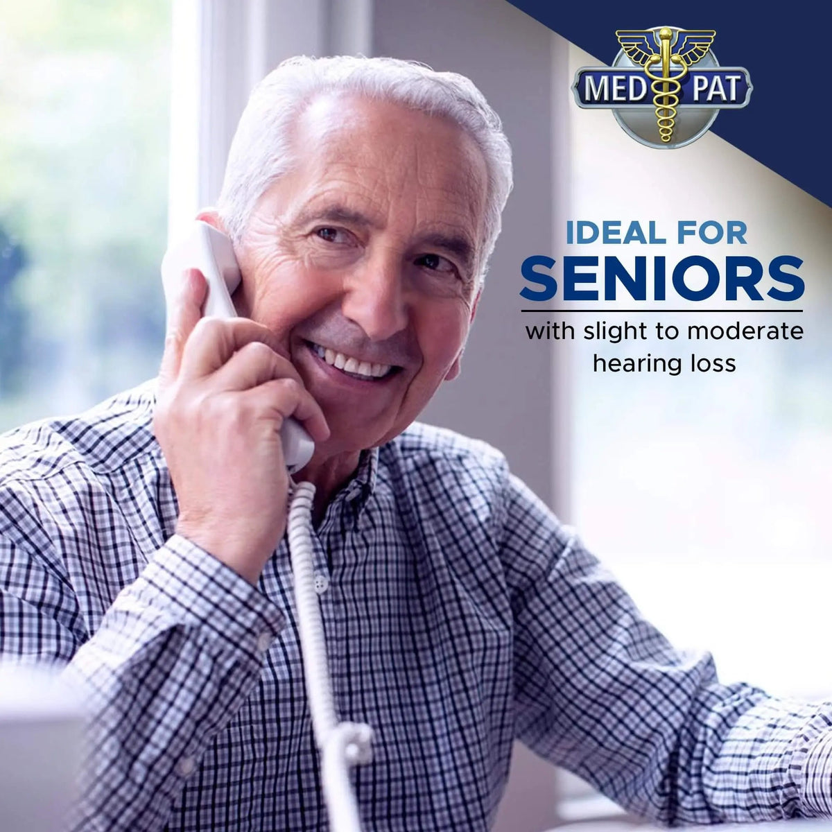 Med-Pat T1C Trimline Corded Phone | Dove Gray & Hearing Aid Compatible