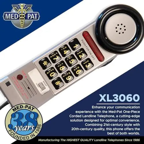 Med-Pat XL3060 Pewter One-Piece Phone | Volume Boost & Visual Ring