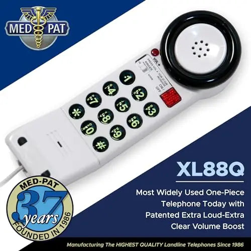 Med-Pat XL88Q Extra-Loud One-Piece Phone | Visual Ring & HAC