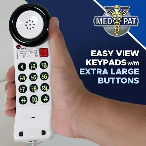 Med-Pat XL88Q Extra-Loud One-Piece Phone | Visual Ring & HAC