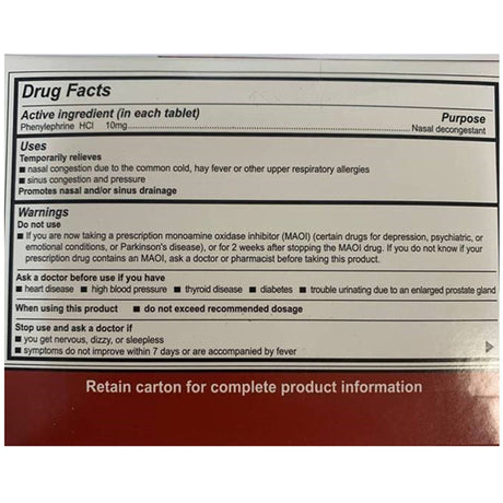 Medi-First Sinus Relief, Phenylephrine HCl 10 mg, Tablet - 80933-Box - LL Medico