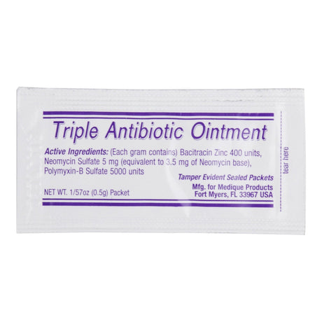 Medi-First Triple Antibiotic Ointment, First Aid Antibiotic, Bacitracin, Neomycin, Polymyxin B, 0.5 Gram Individual Packet - 22373-Box - LL Medico