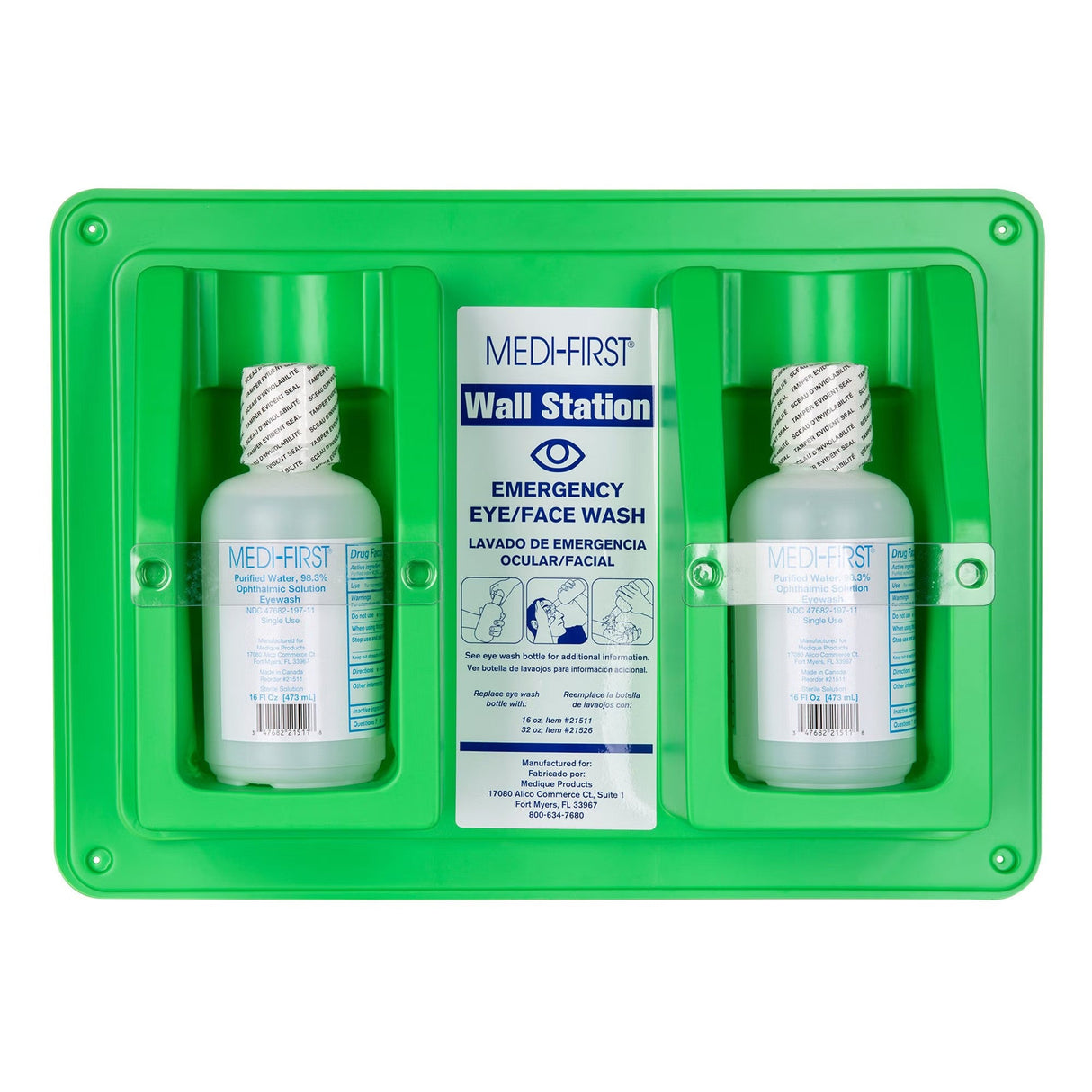 Medi-First Wall Station Emergency Eye/Face Wash Bottle, 16 fl oz - 19825-Single - LL Medico
