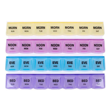 Mediplanner 7-Day Pill Organizer, Four Times a Day, 1.25" x 5.75" x 9.25" - 85-0101-Single - LL Medico