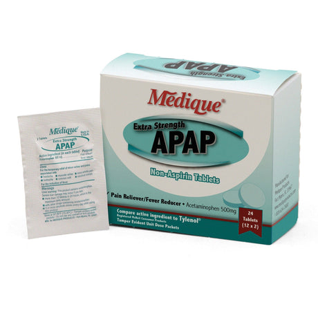 Medique APAP Extra Strength Acetaminophen Pain Relief, 500 mg, Unit Dose Tablet - 17564-Case - LL Medico