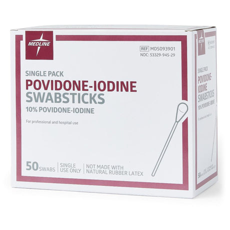 Medline Povidone-Iodine Swabsticks, 10%, Single Use - MDS093901-Single - LL Medico