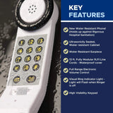 Med‑Pat XL88WP Waterproof One‑Piece Telephone – Visual Ring Light, Full‑Range Volume, High‑Visibility Keypad - XL88WP - LL Medico