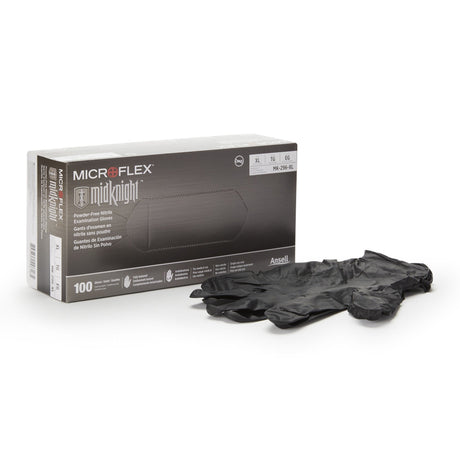Microflex MidKnight Nitrile Exam Glove, Extra Large, Black - MK-296-XL-Box - LL Medico