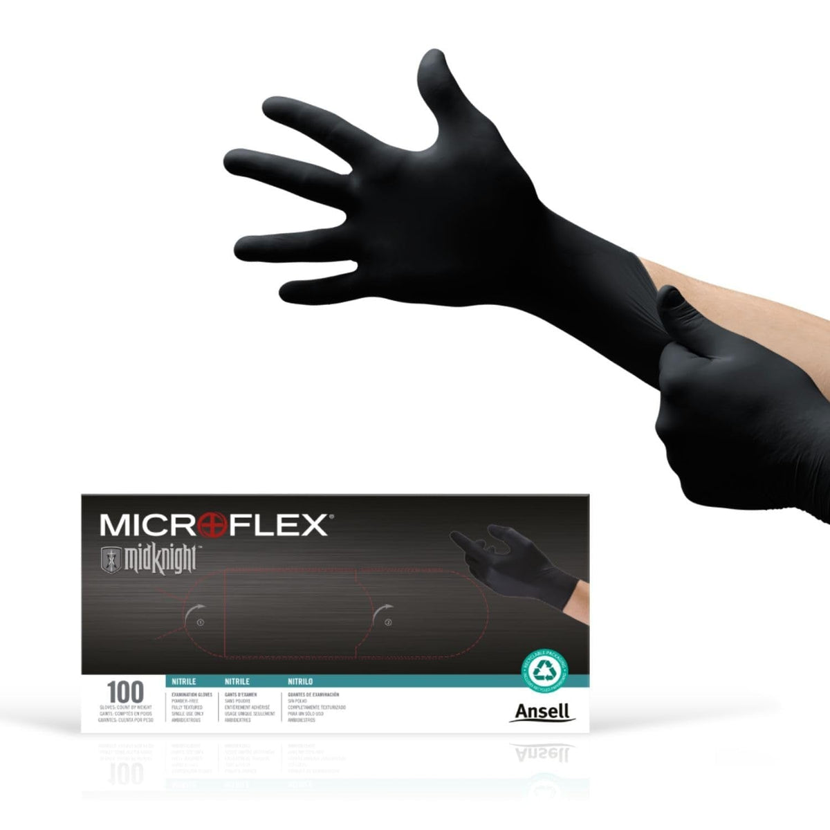 Microflex MidKnight Nitrile Exam Gloves, Black, Fully Textured - MK-296-XL-Case - LL Medico