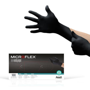 Microflex MidKnight Nitrile Exam Gloves, Black, Fully Textured - MK-296-XL-Case - LL Medico