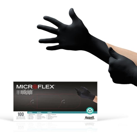 Microflex MidKnight Nitrile Exam Gloves, Black, Fully Textured - MK-296-XL-Case - LL Medico