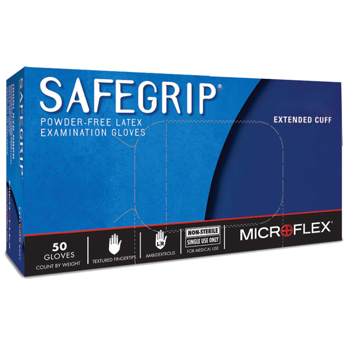 Microflex SafeGrip Latex Extended Cuff Length Exam Glove, Extra Large, Blue - SG-375-XL-Box - LL Medico
