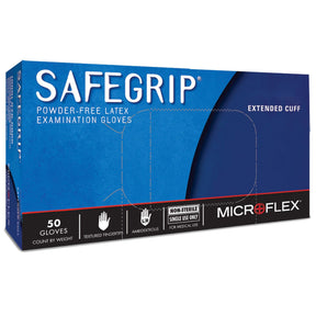 Microflex SafeGrip Latex Extended Cuff Length Exam Glove, Extra Large, Blue - SG-375-XL-Box - LL Medico