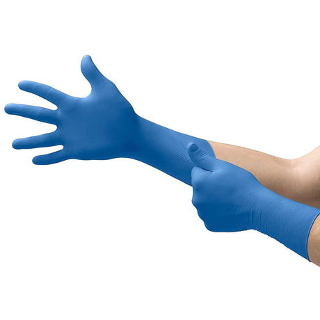 Microflex SafeGrip Powder-Free Latex Exam Gloves, Extended Cuff, Blue - SG-375-L-Box - LL Medico