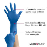 Microflex SafeGrip Powder-Free Latex Exam Gloves, Extended Cuff, Blue - SG-375-XL-Box - LL Medico