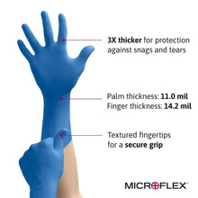Microflex SafeGrip Powder-Free Latex Exam Gloves, Extended Cuff, Blue - SG-375-XL-Box - LL Medico