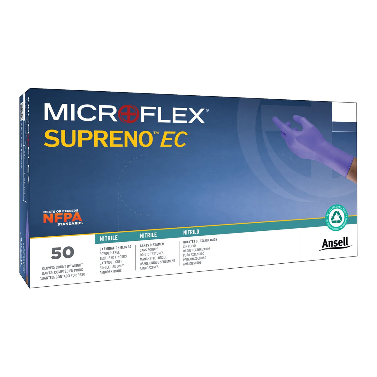 Microflex Supreno EC Nitrile Extended Cuff Length Exam Glove - SEC-375-M-Box - LL Medico