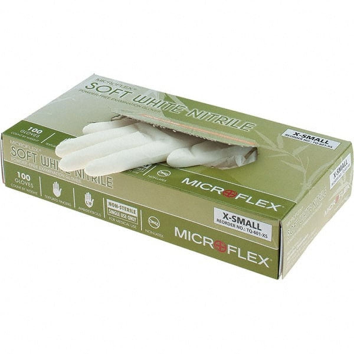 Microflex TQ-601 Soft White Nitrile Exam Gloves, Powder-Free - TQ-601-S-Case - LL Medico