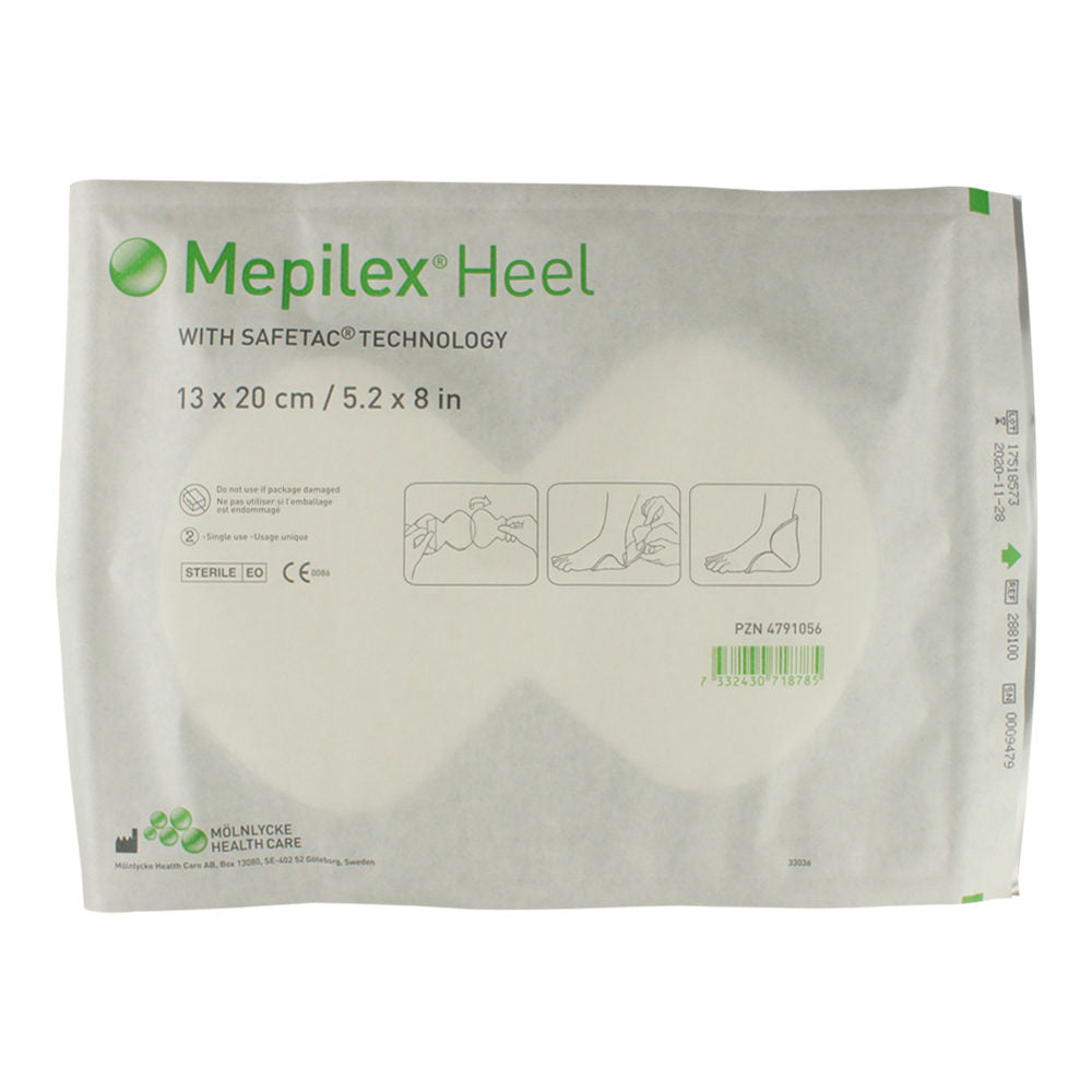Mepilex Heel Conformable Foam Dressing for Wounds on Heels, 13 x 20 cm