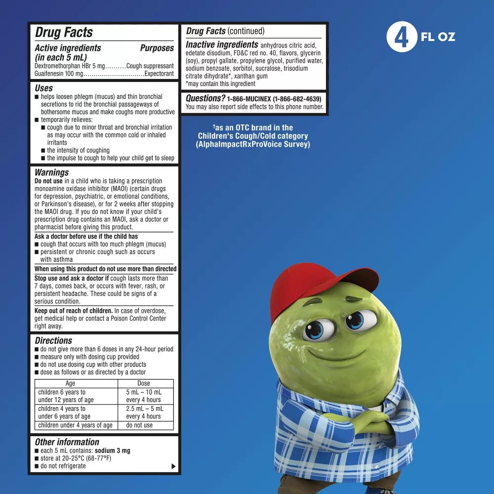 Mucinex Children's Expectorant Liquid Cherry, 4 oz - 63824094603 - LL Medico