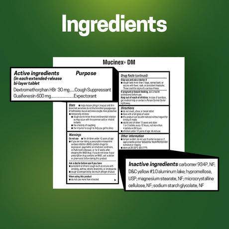 Mucinex DM 12 Hour Expectorant and Cough Suppressant, Regular Strength - 63824005634 - LL Medico