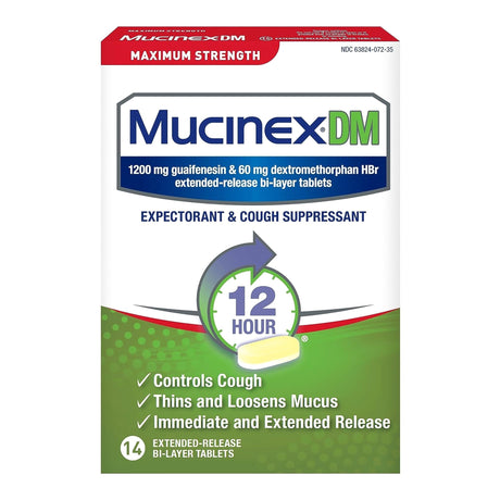 Mucinex DM Expectorant and Cough Suppressant, Maximum Strength - 63824007235 - LL Medico