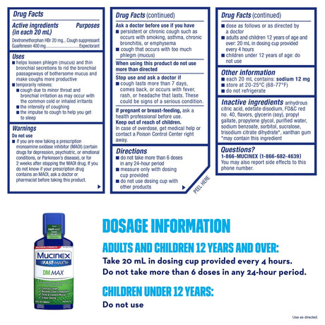 Mucinex Fast - Max DM Max Expectorant & Cough Relief Liquid, 6 fl oz - 63824001966 - LL Medico