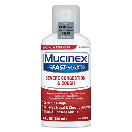 Mucinex Fast - Max Severe Congestion & Cough Liquid, Maximum Strength, 6 oz - 63824001466 - LL Medico