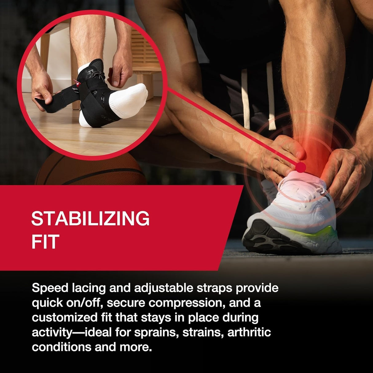 Mueller Lace-Up Ankle Support with Straps, One Size Fits Most - 42037-Single - LL Medico