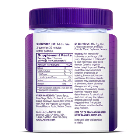 Natrol Melatonin 10 mg Sleep Gummies, Strawberry - 04746907331-Bottle - LL Medico