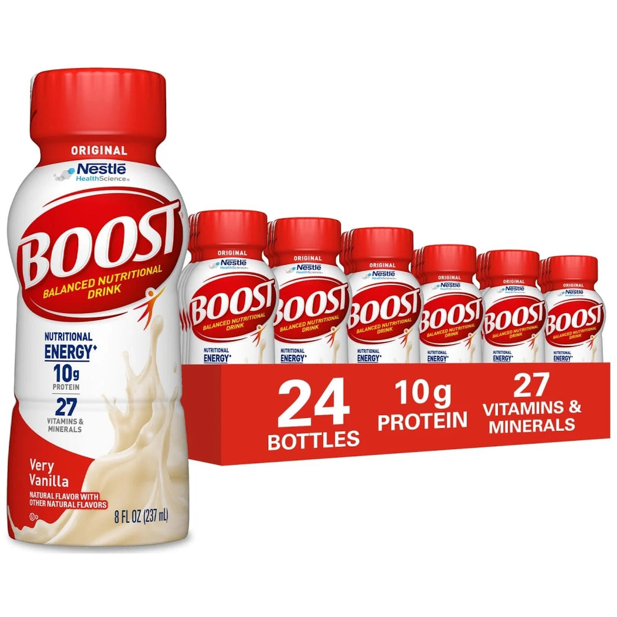 Nestle Boost Original Nutritional Drink, Very Vanilla, 8 oz bottle, CS/24 - 00043900582764-Case - LL Medico