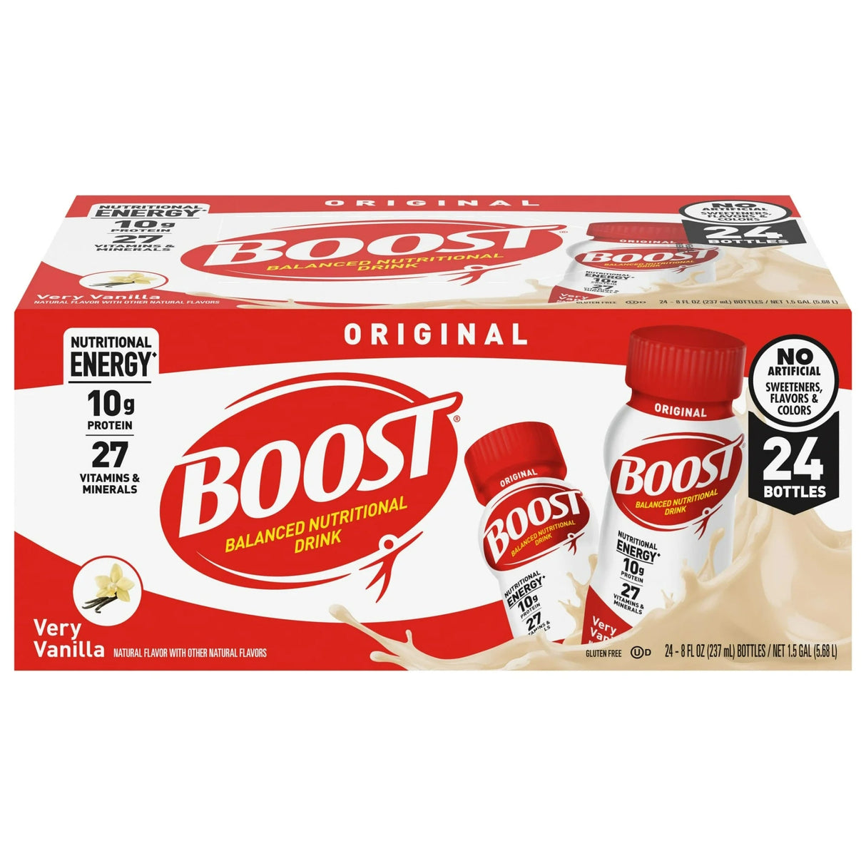 Nestle Boost Original Nutritional Drink, Very Vanilla, 8 oz bottle, CS/24 - 00043900582764-Case - LL Medico