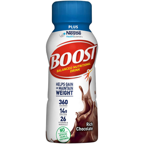 Nestle Boost Plus Nutritional Drink, Rich Chocolate, 8 oz Bottle, CS/24 - 00041679932360 - LL Medico