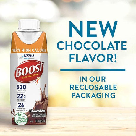 Nestle Boost Very High Calorie (VHC), Chocolate, 8 oz Carton, Case/24 - 00043900906584 - LL Medico