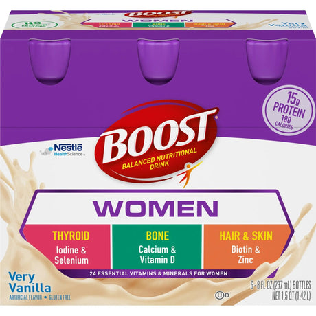 Nestle Boost Women Balanced Nutritional Drink, Very Vanilla, 8 oz bottle, CS/24 - 00041679473733 - LL Medico