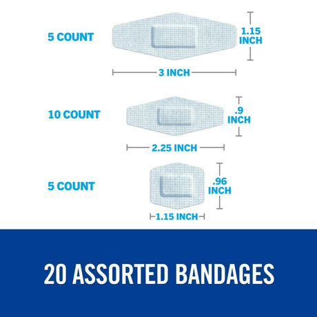 Nexcare Strong Hold Bandages for Sensitive Skin, Sterile, Assorted Sizes, 20 Count - SSB-20A-Box - LL Medico