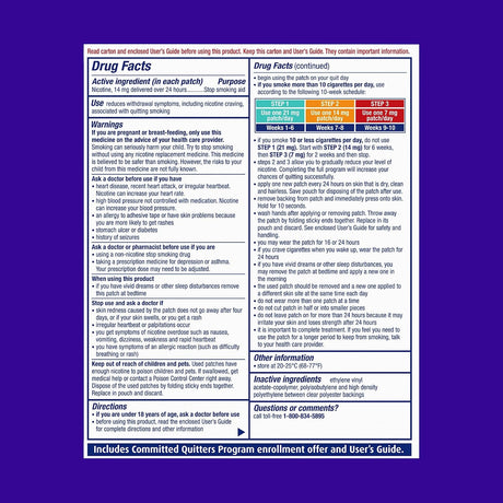 NicoDerm CQ Nicotine Transdermal System Clear Patches, Step 2, 14 mg - 00135019502-Box - LL Medico