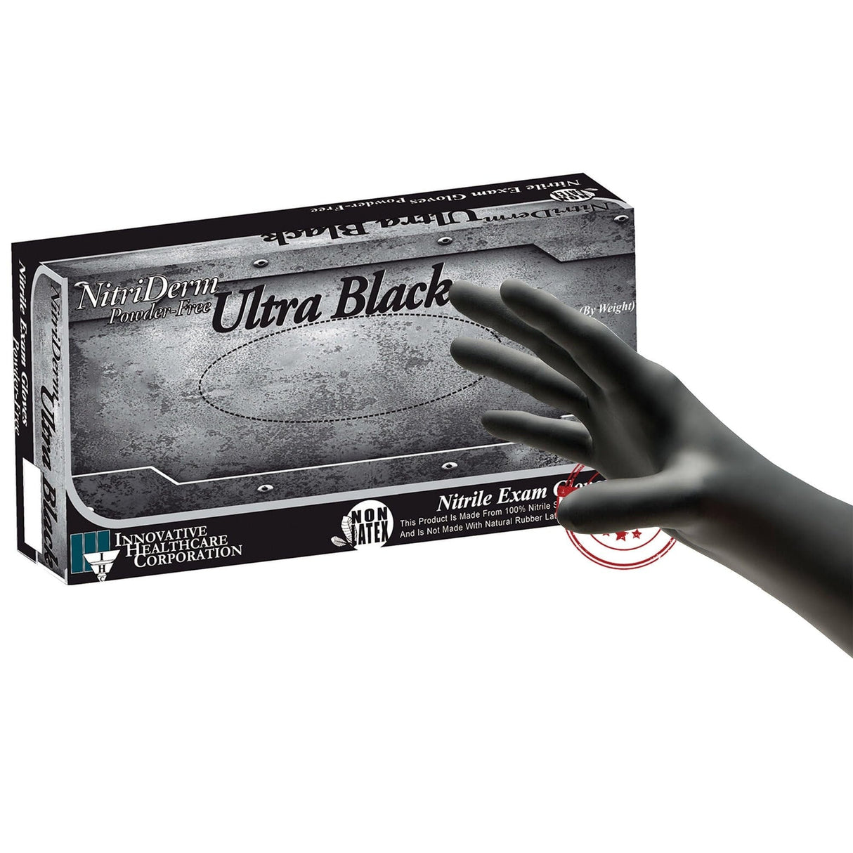 NitriDerm Ultra Black Nitrile Exam Gloves, Powder-Free - 187100-Box - LL Medico