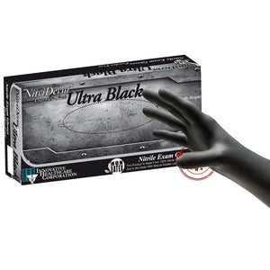 NitriDerm Ultra Black Nitrile Exam Gloves, Powder-Free - 187100-Box - LL Medico