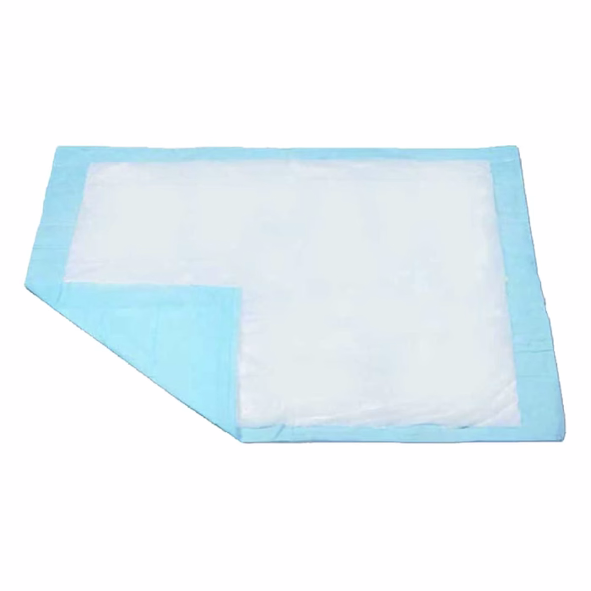 The NorthShore Premium Extra-Absorbent Disposable Underpads by NorthShore feature a blue border and white absorbent center, ideal for incontinence or medical use. The product is displayed on a plain white background.