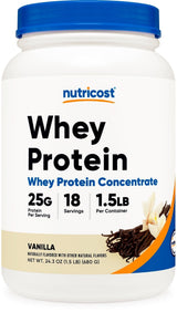 Nutricost Whey Protein Concentrate Powder, Vanilla, 1.5 lb - NCW025101-Bottle - LL Medico