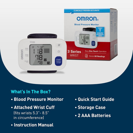Omron 3 Series Wrist Blood Pressure Monitor, Adult Cuff - BP6100-Single - LL Medico