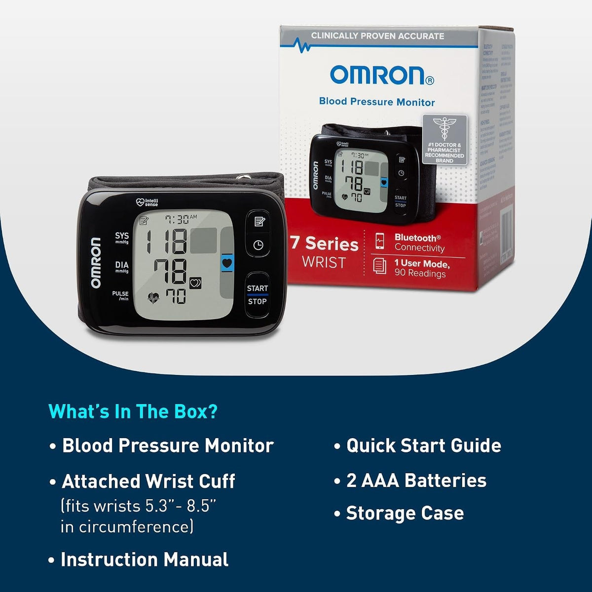 Omron 7 Series Wireless Wrist Blood Pressure Monitor, One Size - BP6350-Single - LL Medico