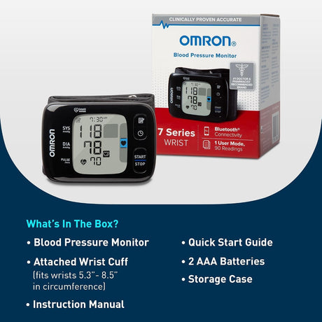 Omron 7 Series Wireless Wrist Blood Pressure Monitor, One Size - BP6350-Single - LL Medico