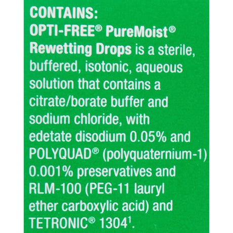 Opti-Free Puremoist Rewetting Drops, Citrate Buffer / Sodium Chloride, 0.4 oz, Sterile - 00065019231-Single - LL Medico