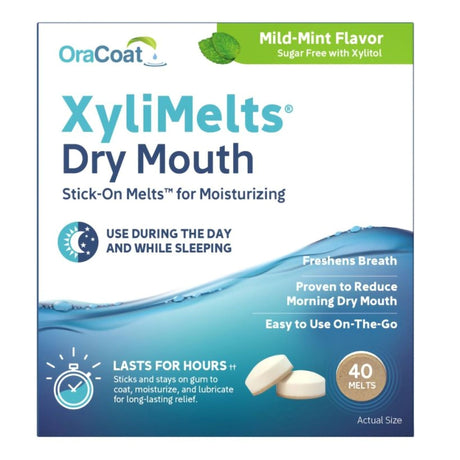 OraCoat XyliMelts Stick-On Melts for Moisturizing, Mild Mint - 85593300051-Box - LL Medico