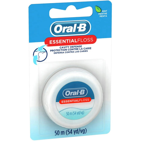 Oral-B Essential Floss Cavity Defense Mint Waxed Dental Floss, 50m/54 Yards - 00041082576-Single - LL Medico