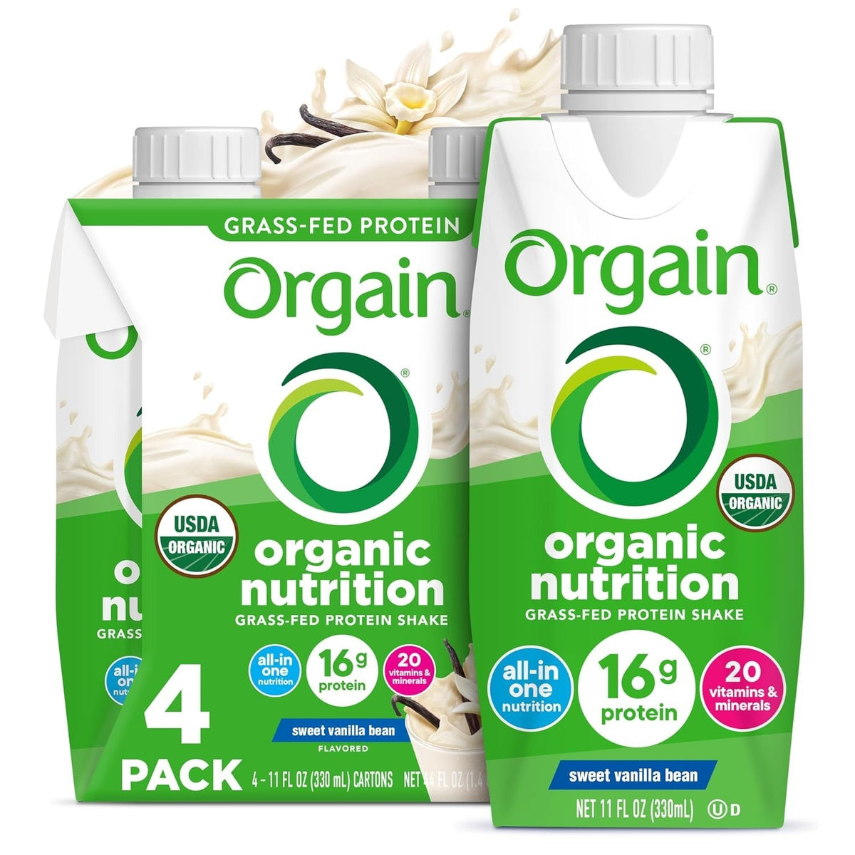 Orgain Organic Nutrition Shake, Sweet Vanilla Bean, 11 oz - 00851770003292-Single - LL Medico