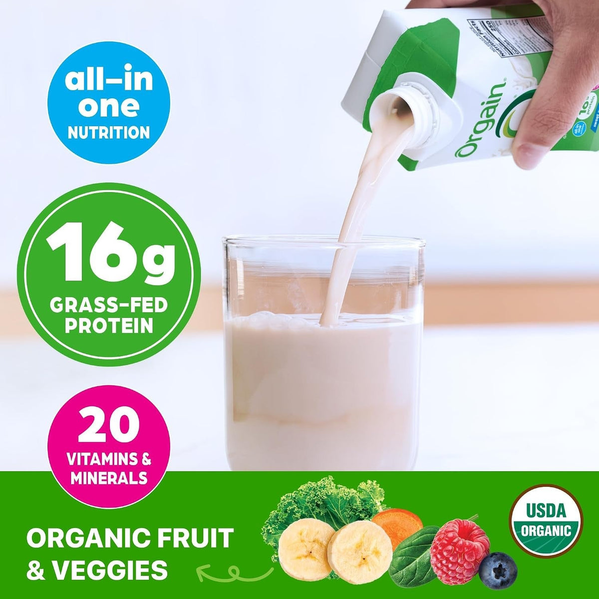 Orgain Organic Nutrition Shake, Sweet Vanilla Bean, 11 oz - 00851770003292-Single - LL Medico